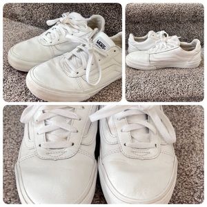Women’s Vans, white sneakers.